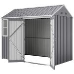 8.5' x 5.5' Metal Garden Storage Shed, Outdoor Tool Storage House with Lockable Door, Vents, Sloped Roof, Light Grey