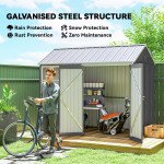 8.5' x 5.5' Metal Garden Storage Shed, Outdoor Tool Storage House with Lockable Door, Vents, Sloped Roof, Light Grey