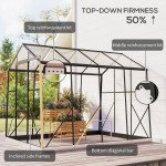 6' x 8' Walk-in Polycarbonate Greenhouse Aluminium Green House with Sliding Door, 5-Level Roof Vent, Rain Gutter