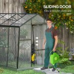 6' x 8' Walk-in Polycarbonate Greenhouse Aluminium Green House with Sliding Door, 5-Level Roof Vent, Rain Gutter