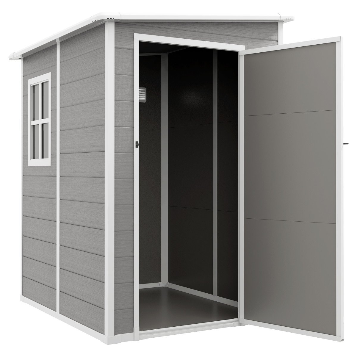 4x5 Lean to Garden Shed with Window Lockable for Garden Tool Storage Grey