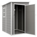 4x5 Lean to Garden Shed with Window Lockable for Garden Tool Storage Grey