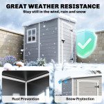 4x5 Lean to Garden Shed with Window Lockable for Garden Tool Storage Grey