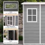 4x5 Lean to Garden Shed with Window Lockable for Garden Tool Storage Grey
