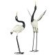 Set of 2 Garden Sculptures Heron Statues Lawn Patio Backyard Ornaments, 35.4"-40.6", White and Black