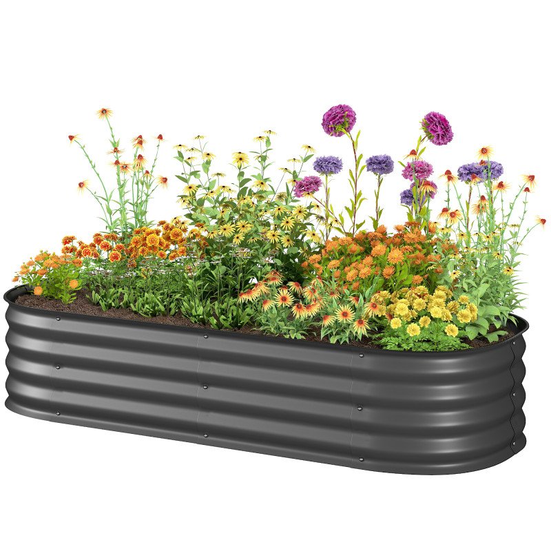 4.9 x 2 x 1ft Galvanized Raised Garden Bed Kit, Metal Planter Box with Safety Edging, Dark Grey