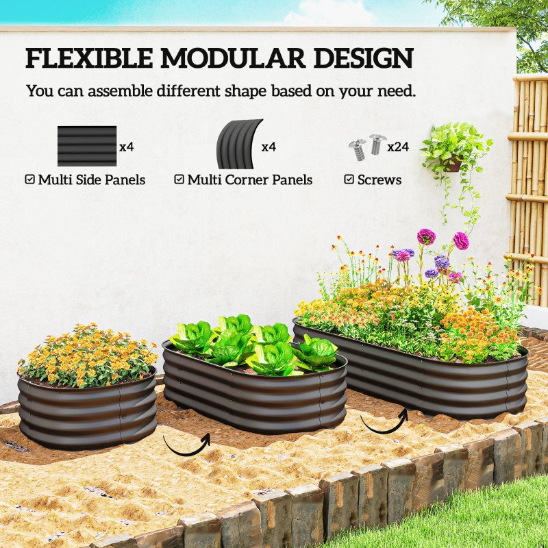 4.9 x 2 x 1ft Galvanized Raised Garden Bed Kit, Metal Planter Box with Safety Edging, Dark Grey
