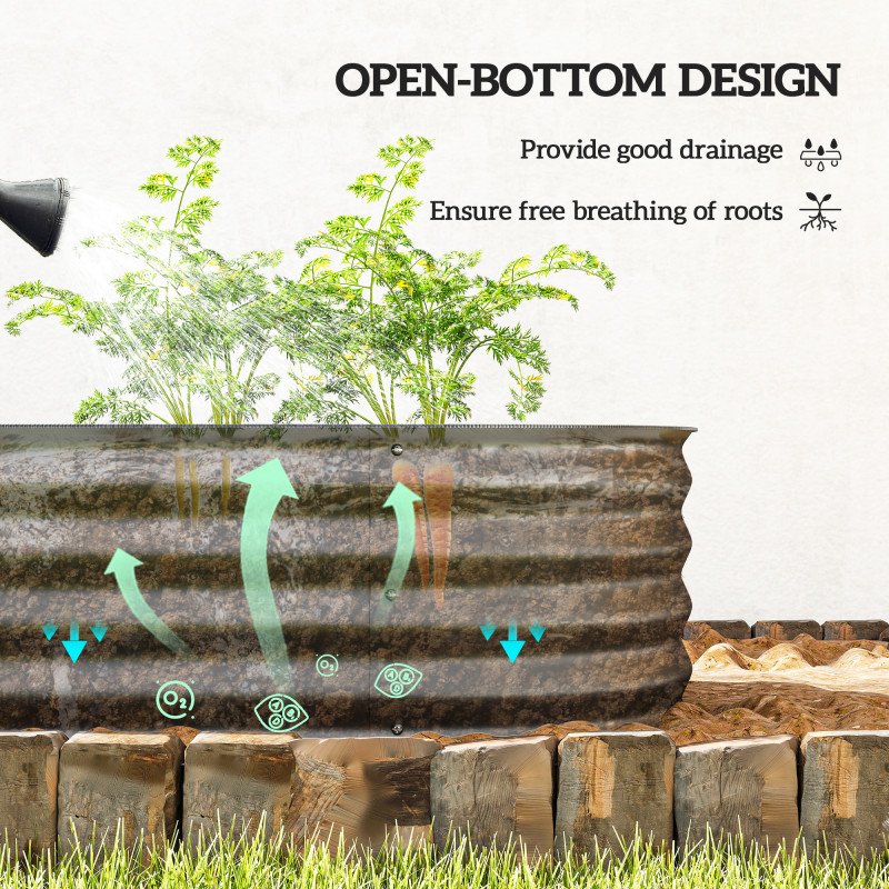 4.9 x 2 x 1ft Galvanized Raised Garden Bed Kit, Metal Planter Box with Safety Edging, Dark Grey