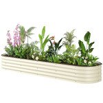7.9 x 2 x 1ft Galvanized Raised Garden Bed Kit, Metal Planter Box with Safety Edging, Cream White