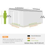 11' x 9' Steel Garden Storage Shed, Outdoor Metal Tool House with Double Sliding Doors & 2 Air Vents, Green