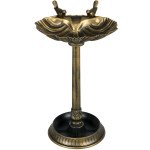 32" Bird Bath with Decorative Birds, Vintage Birdbath with Flower Planter Base for Garden, Bronze