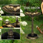 32" Bird Bath with Decorative Birds, Vintage Birdbath with Flower Planter Base for Garden, Bronze