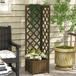 Raised Garden Bed Wood Planter with Trellis for Vine Climbing, 16" x 16" x 57", Carbonized