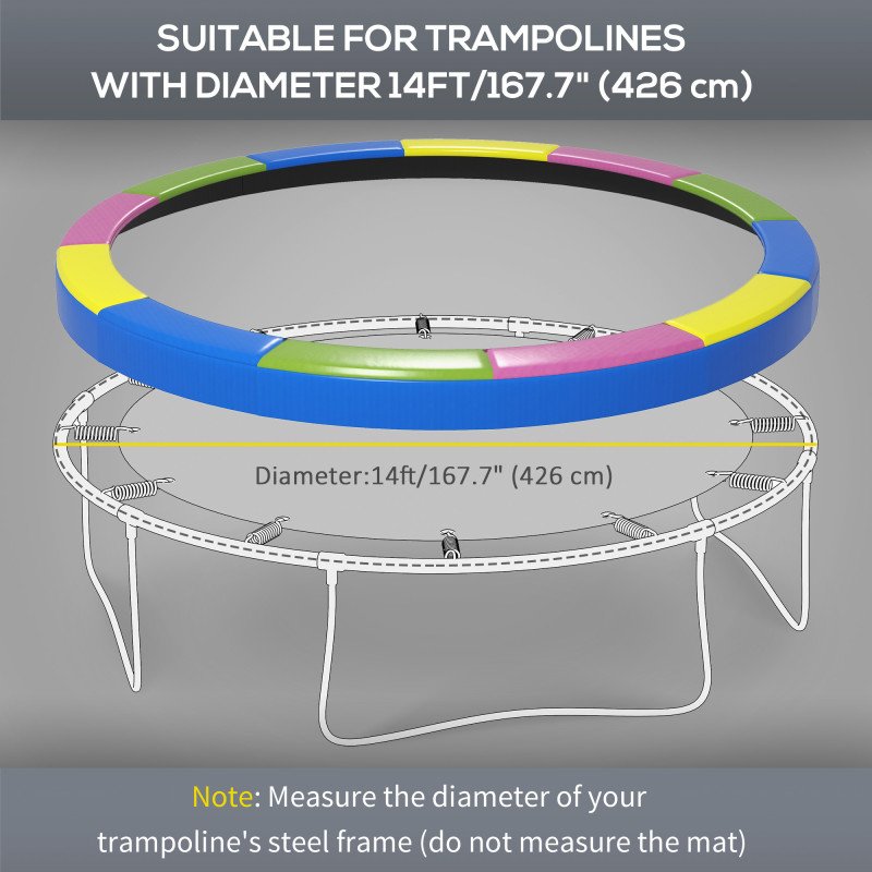 Soozier 14FT Trampoline Spring Cover, Trampoline Pad Replacement, Waterproof and Tear-Resistant, All-Weather Trampoline Accessories, Multi-Colored