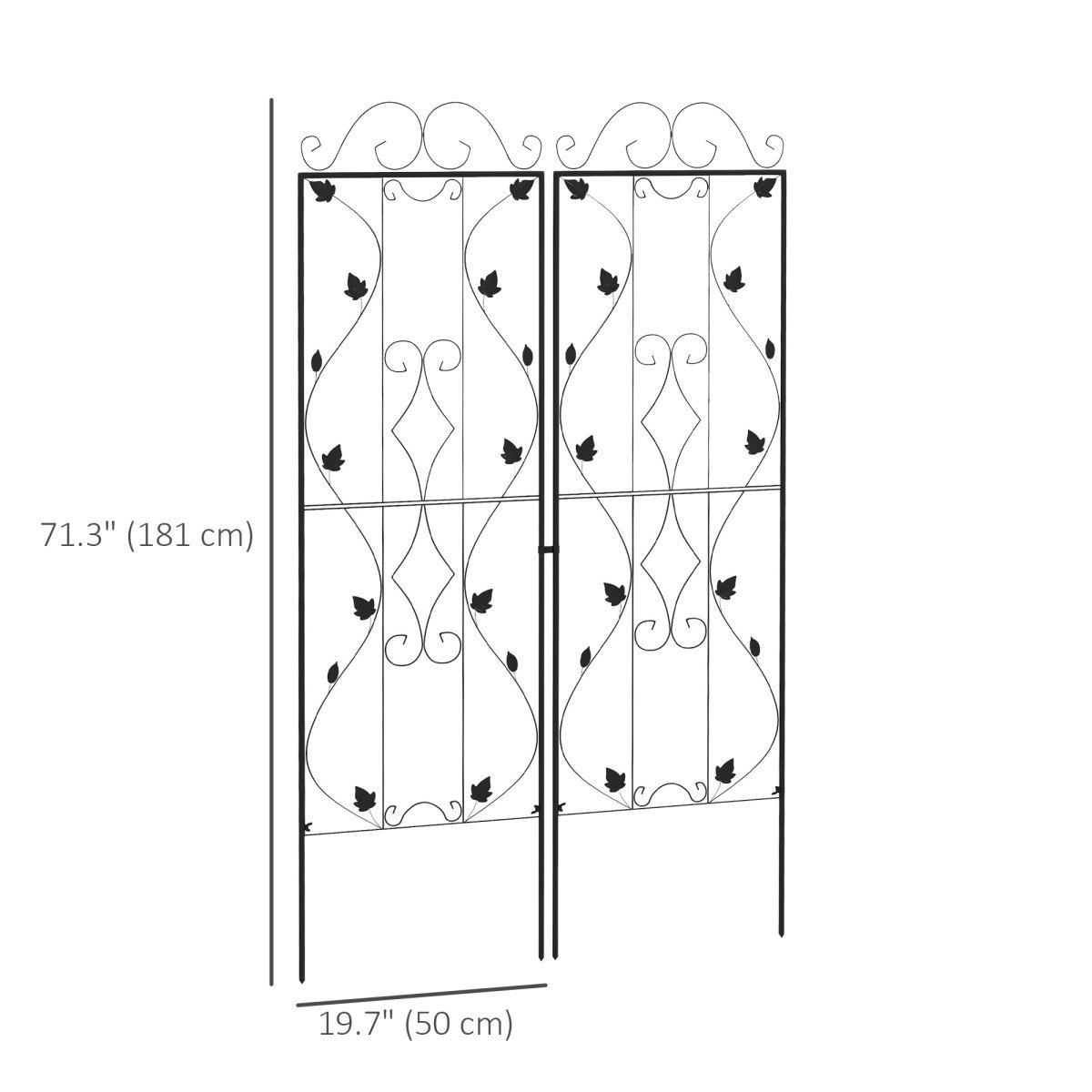 Metal Trellis Set of 2, Garden Trellis for Climbing Plant Support Frames, Leaf Design