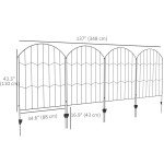 4 Pack Garden Fencing for Yard, Decorative Fence Panels as Animal Barrier and Flower Edging, Circle, Black, Wave