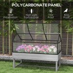 Wood Elevated Planter Box with Cold Frame Greenhouse, Raised Garden Bed for Vegetables, Flowers, Herbs, Distressed Grey