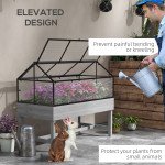 Wood Elevated Planter Box with Cold Frame Greenhouse, Raised Garden Bed for Vegetables, Flowers, Herbs, Distressed Grey