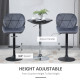 Bar Stool Set of 2 Fabric Adjustable Height Armless Upholstered Counter Chairs with Swivel Seat, Grey