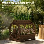 2-Tier Raised Garden Bed, Wooden Wagon Planter Boxes with Drainage Holes, for Vegetables Flowers Herbs, Carbonized
