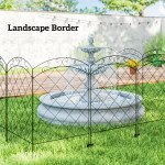 4 Pack Garden Fencing for Yard, Decorative Fence Panels as Animal Barrier and Flower Edging, Circle, Black