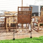 4 Pack Garden Fencing for Yard, Decorative Fence Panels as Animal Barrier and Flower Edging, Circle, Black