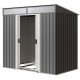 6.5x4FT Galvanised Metal Shed with Foundation Kit, Lockable Garden Tool Storage House with Sliding Doors, Vents, Grey