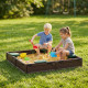 Kids Outdoor Sandbox with Canopy, Bottom Fabric Liner, Brown