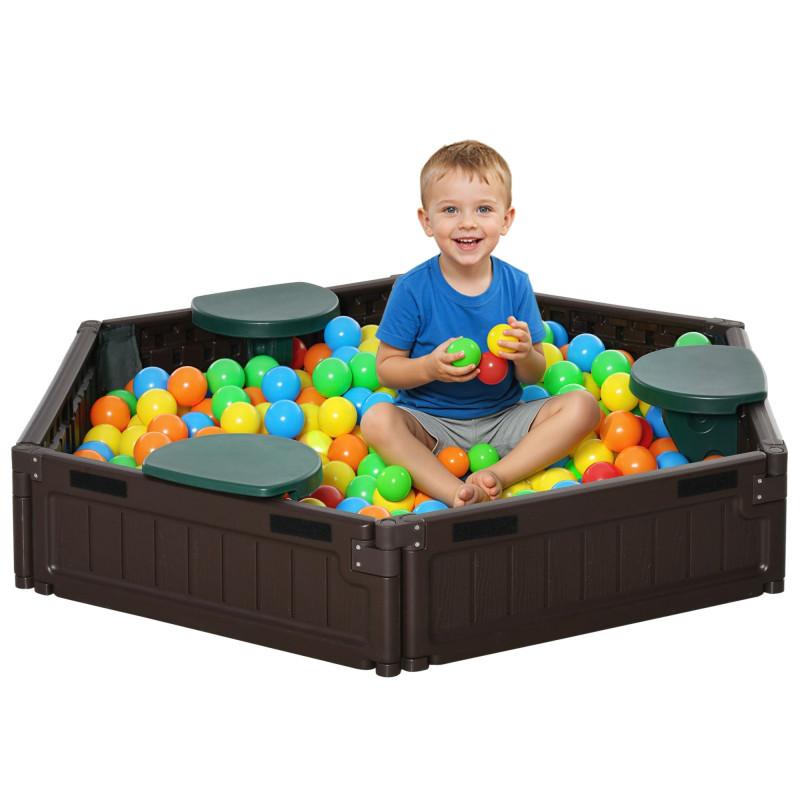DIY Kids Sandbox with Waterproof Oxford Cover, Sand Playset Station with Bottom Fabric Liner, for 3-12 Years Old, Outdoor Indoor Backyard, Brown