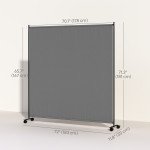 Indoor Room Divider with Castor Wheels, Rolling Privacy Screen for Home Office Bedroom, 6ft Tall