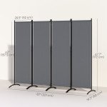 Folding Room Divider, Privacy Screen for Home Office Bedroom, 5.6FT Tall, Dark Grey