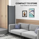 Folding Room Divider, Privacy Screen for Home Office Bedroom, 5.6FT Tall, Dark Grey