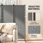 Folding Room Divider, Privacy Screen for Home Office Bedroom, 5.6FT Tall, Dark Grey