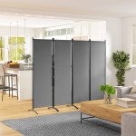 Folding Room Divider, Privacy Screen for Home Office Bedroom, 5.6FT Tall, Dark Grey