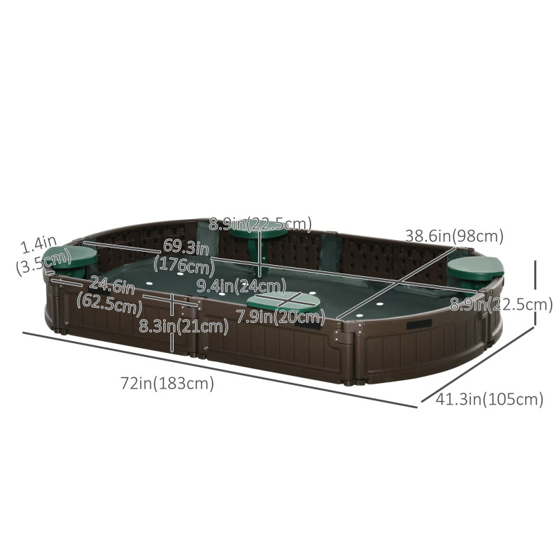 Kids Sandbox with Cover, Seat, Sandbox Outdoor for Backyard, Brown