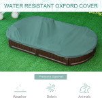 Kids Sandbox with Cover, Seat, Sandbox Outdoor for Backyard, Brown