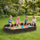 Kids Sandbox with Cover, Seat, Sandbox Outdoor for Backyard, Brown