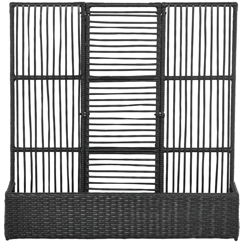 Raised Garden Bed with Lattice Trellis, Rattan Outdoor Planter with Storage for Garden, Patio, Balcony, Black