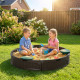 Kids Outdoor Sandbox with Cover Waterproof Oxford Canopy, Bottom Fabric Liner, Children Playset for 3-12 years old, Backyard, Brown