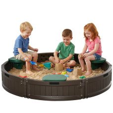 Kids Outdoor Sandbox with Cover Waterproof Oxford Canopy, Bottom Fabric Liner, Children Playset for 3-12 years old, Backyard, Brown