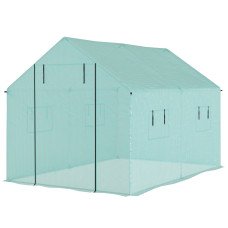 6.6' x 10' x 6.6' Walk-in Tunnel Greenhouse UV-resistant Wind Resistant Green House with Door and Mesh Windows, Green