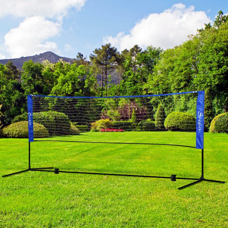 Soozier 10ft Badminton Net, Height Adjustable Outdoor Sports Net with Carry Bag, for Tennis, Pickleball and Volleyball, Blue
