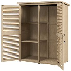 50" x 26" x 66" Wooden Garden Shed, Outdoor Storage Shed with Waterproof Asphalt Roof, Shelves, Natural