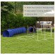 7 Pcs Dog Agility Kit w/ Tunnels, Weave Poles, Adjustable Hurdles, Jump Ring, Pause Box, Whistle, Carry Bag, Blue