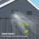 7' x 5.5' Metal Garden Storage Shed, Outdoor Tool Storage House with Lockable Door, Vents, Sloped Roof, Dark Grey