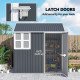 7' x 5.5' Metal Garden Storage Shed, Outdoor Tool Storage House with Lockable Door, Vents, Sloped Roof, Dark Grey