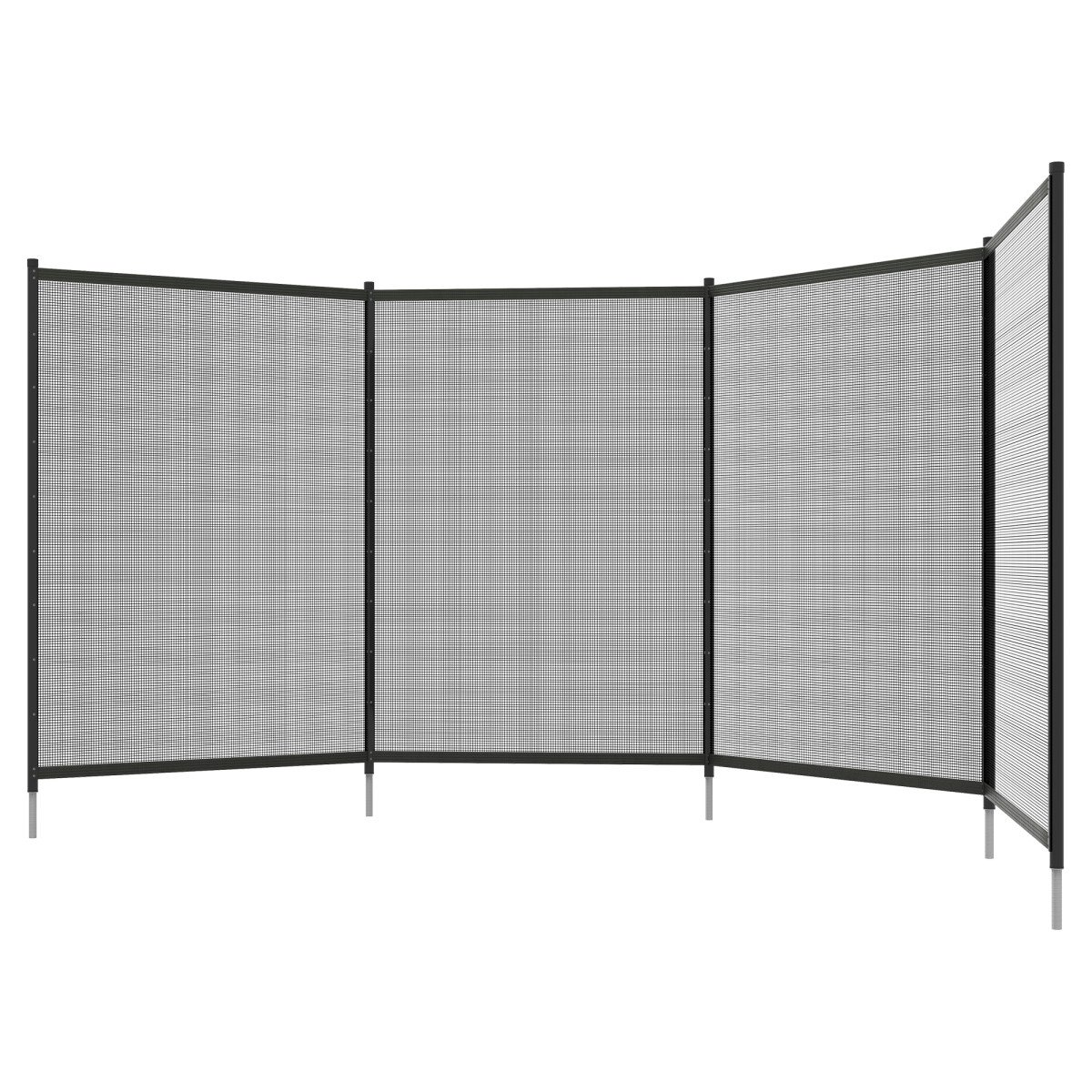 4-Panel Swimming Pool Fence, Aluminium Rustproof Pool Fencing, 4' x 12', Black