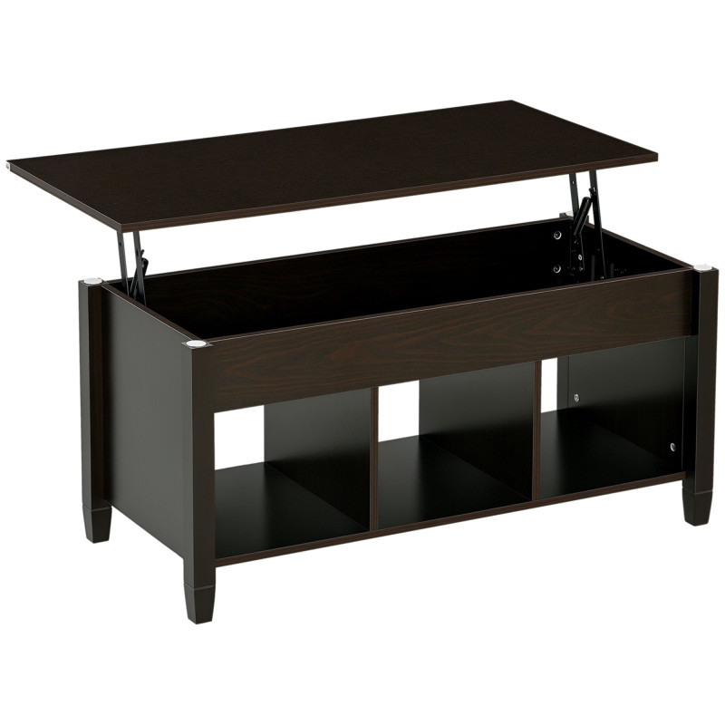 Lift Top Coffee Table, Modern Center Table with Storage Shelves and Hidden Compartment for Living Room, 41