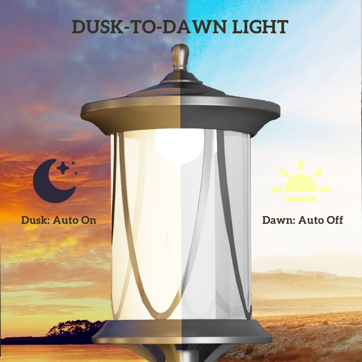 50" Solar Post Light, Cool White LED Outdoor Lamp, Waterproof IP44 for Patio, Garden, Backyard, Pathway