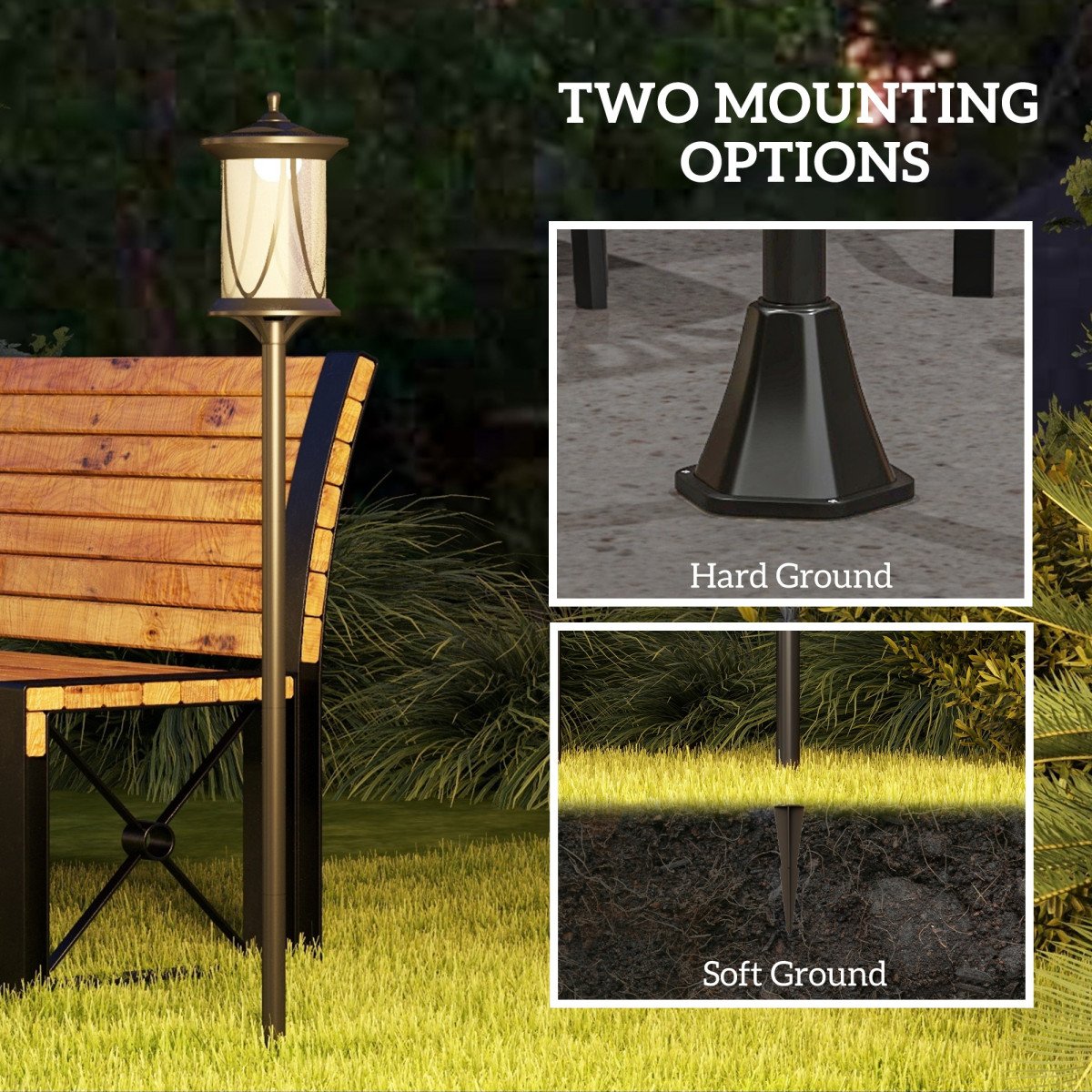 50" Solar Post Light, Cool White LED Outdoor Lamp, Waterproof IP44 for Patio, Garden, Backyard, Pathway